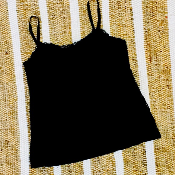 Black lace cami cotton tank top — cozy cotton shirt top - workwear -summ… - Picture 3 of 4